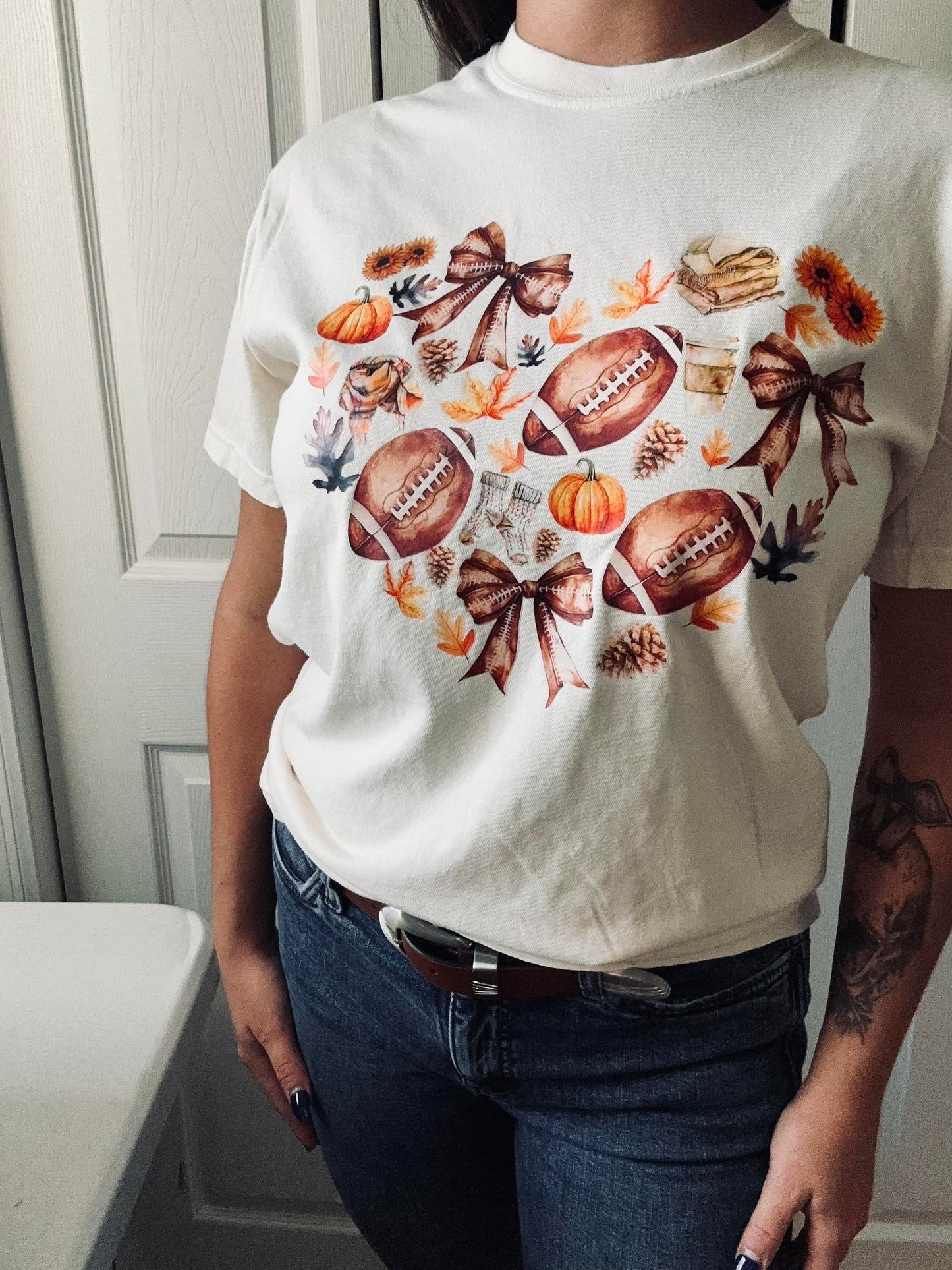 Fall Football Heart T Shirt