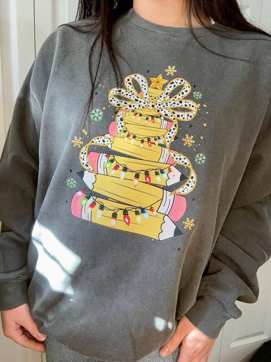 Pencil Christmas Tree Sweatshirt