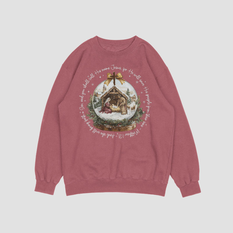 Matthew 1:21 White Crewneck Sweat Shirt