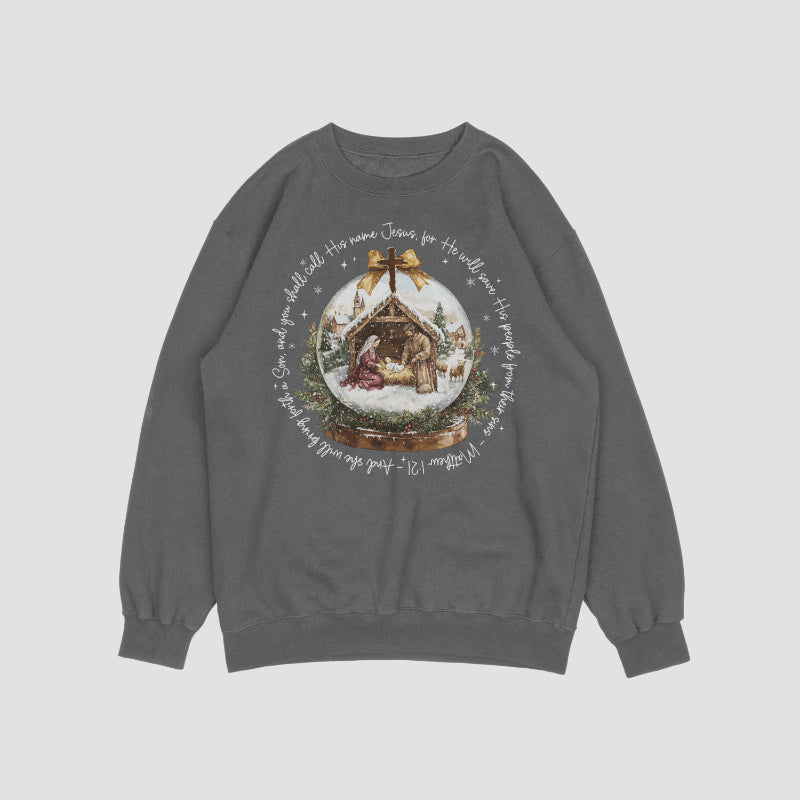 Matthew 1:21 White Crewneck Sweat Shirt