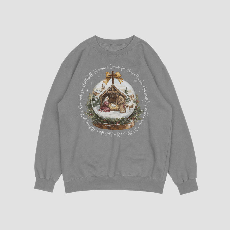Matthew 1:21 White Crewneck Sweat Shirt