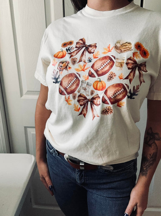 Fall Football Heart T Shirt